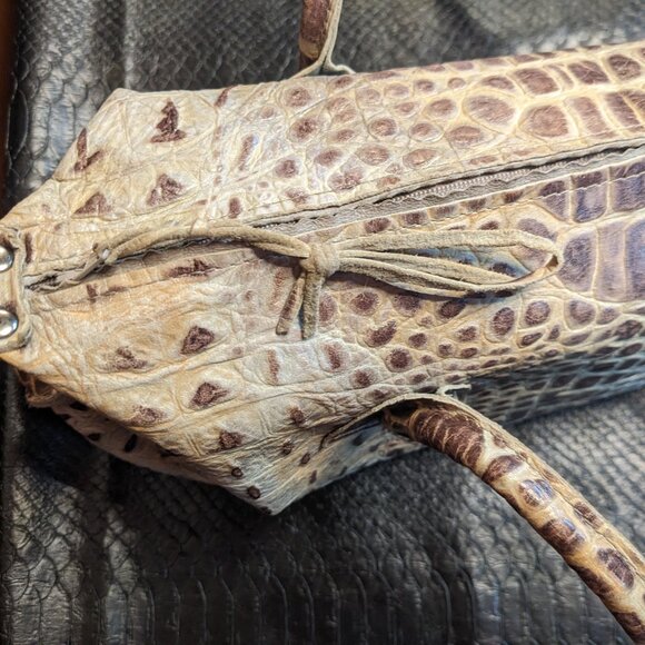 B. May Embossed Leather Satchel Collage Animal Pattern with Handles Bag - Picture 5 of 10